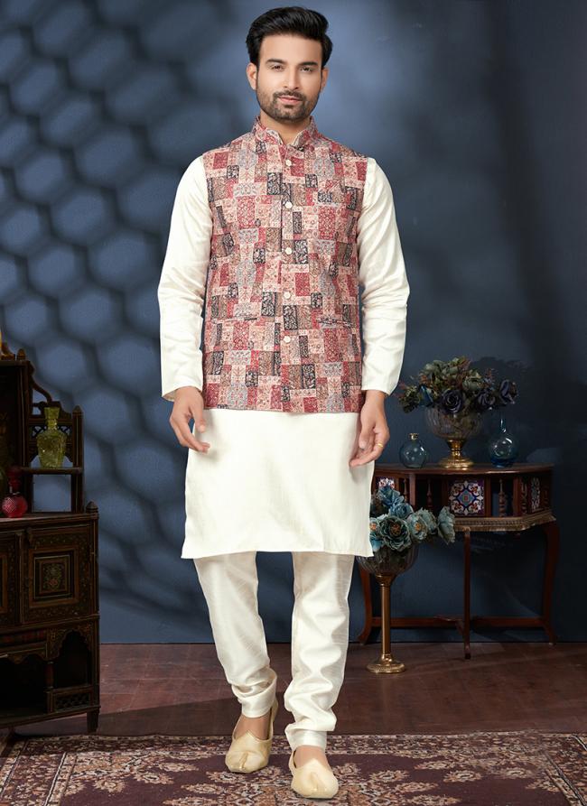 Cotton Multi Color Festival Wear Digital Printed Kurta Pajama With Jacket